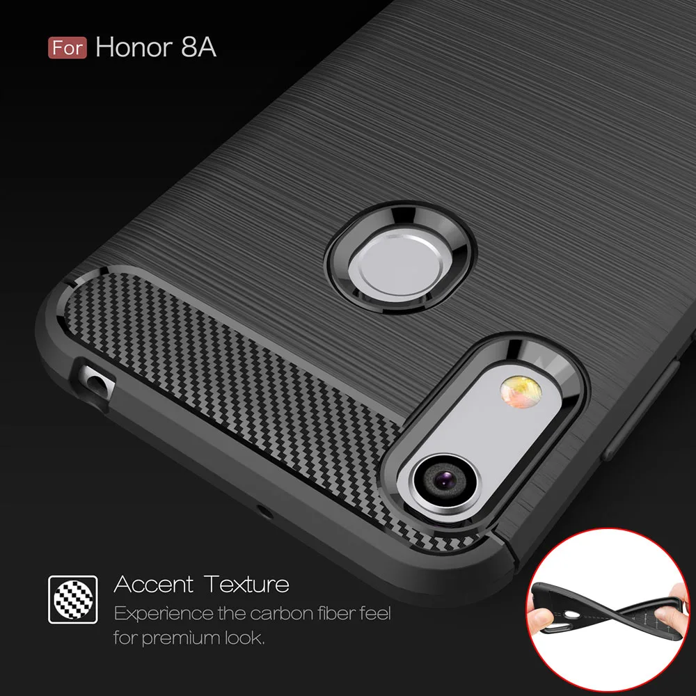 Чехол из углеродного волокна 2019 для Huawei Honor 8A чехол Y6 Pro Prime Enjoy 9E задняя крышка