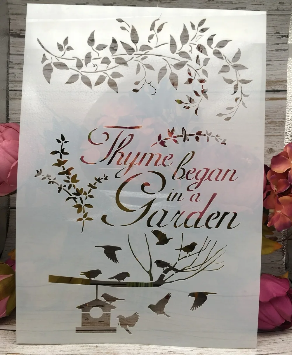 29cm Thyme Began in a Garden DIY Craft Layering Stencils Wall Painting Scrapbooking Stamping Embossing Album Paper Card Template
29cm Thyme Began in a Garden DIY Craft Layering Stencils Wall Painting Scrapbooking Stamping Embossing Album Paper Card Template