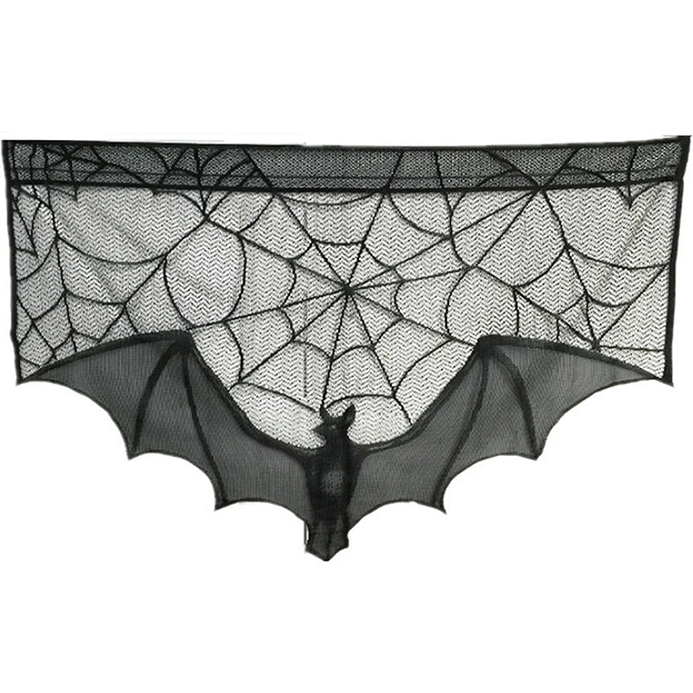 Halloween Spider Web Bat Black Lace Curtain Cobweb Bats Fireplace Mantels Valances Covers for Halloween Party Decoration
Halloween Spider Web Bat Black Lace Curtain Cobweb Bats Fireplace Mantels Valances Covers for Halloween Party Decoration