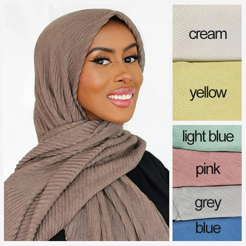 Fimtairah Ripple Pleated Cotton Hijab Scarf Women Muslim Soft Big Crinkle Large Veil Shawls Wraps Plain Head scarf foulard femme
Fimtairah Ripple Pleated Cotton Hijab Scarf Women Muslim Soft Big Crinkle Large Veil Shawls Wraps Plain Head scarf foulard femme