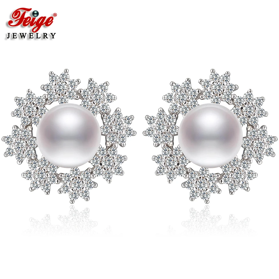 Flower Pure 925 Sterling Silver Pearl Earrings for Women Bride Jewelry 8-9MM White Freshwater Pearl Earrings Wedding Gifts FEIGE
Flower Pure 925 Sterling Silver Pearl Earrings for Women Bride Jewelry 8-9MM White Freshwater Pearl Earrings Wedding Gifts FEIGE