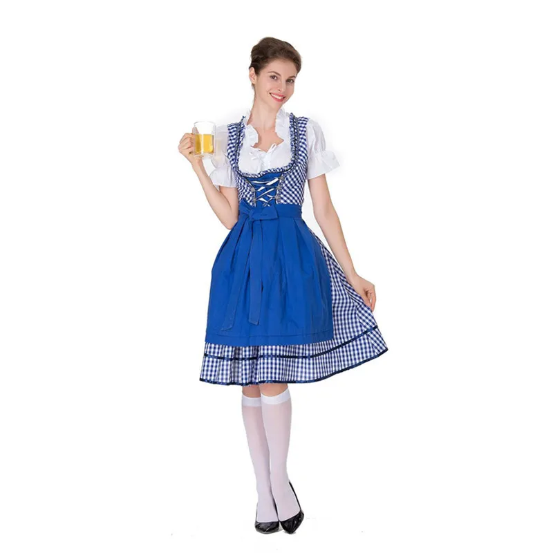 

Halloween Adult Women Costume Germany Tradition Costume Oktoberfest Beer Girl Costume Bavarian Dirndl Dress with Apron