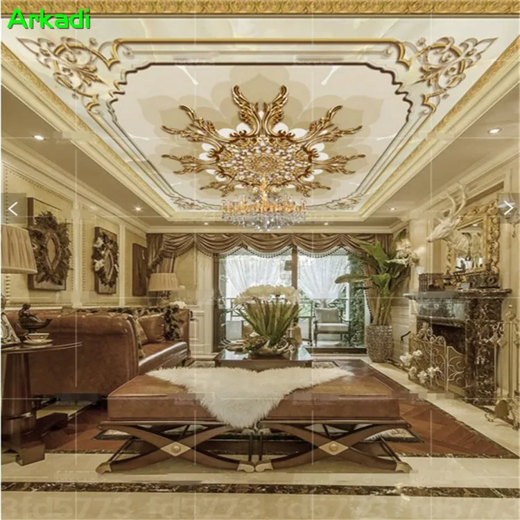

Custom 3d photo wallpaper exquisite European style embossed border marble ceiling Zenith mural hotel bedroom home decoration