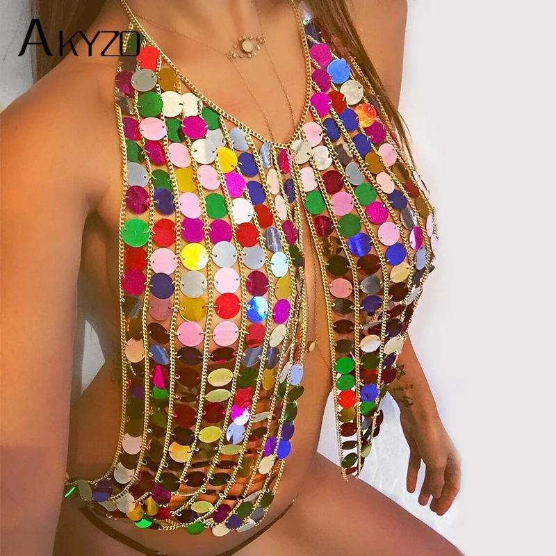 AKYZO Acrylic Mirror Sequins Tank Tops Women Sexy Handmade Tassel Chain Backless Camis Colorful Festival Nightclub Beach Tops
AKYZO Acrylic Mirror Sequins Tank Tops Women Sexy Handmade Tassel Chain Backless Camis Colorful Festival Nightclub Beach Tops