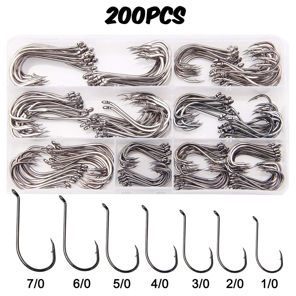 200Pcs/Box Octopus Fishing Hook Black High Carbon Steel Strong Circle Hooks For Bass Trount Salterwater Freshwater Fishing
200Pcs/Box Octopus Fishing Hook Black High Carbon Steel Strong Circle Hooks For Bass Trount Salterwater Freshwater Fishing