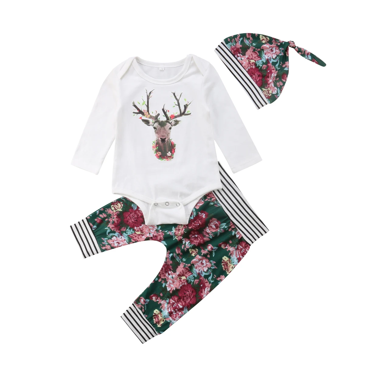 Xmas Newborn Baby Girl Floral Deer Long Sleeve Cotton Romper Tops+Flower Pant Trouser Hat 3PCS Outfits Baby Clothes Set
Xmas Newborn Baby Girl Floral Deer Long Sleeve Cotton Romper Tops+Flower Pant Trouser Hat 3PCS Outfits Baby Clothes Set