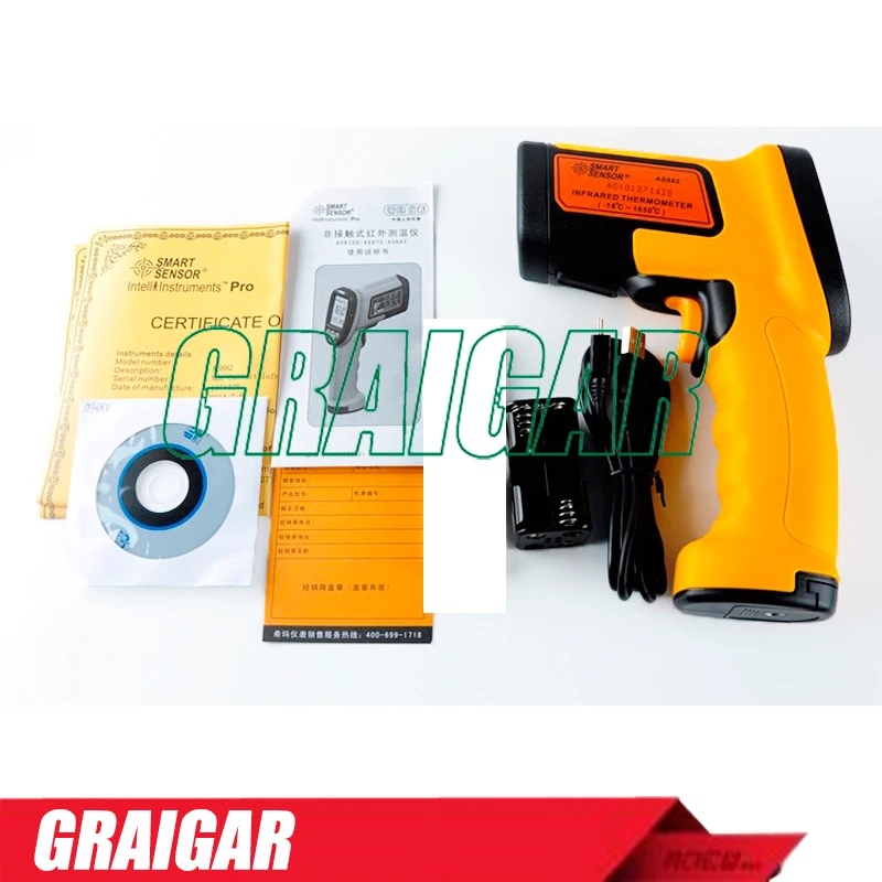 Smart Sensor AS882 Non-contact Laser Lcd Display Digital IR infrared thermometer Temperature Meter Gun Point -18~1650 Degree
Smart Sensor AS882 Non-contact Laser Lcd Display Digital IR infrared thermometer Temperature Meter Gun Point -18~1650 Degree