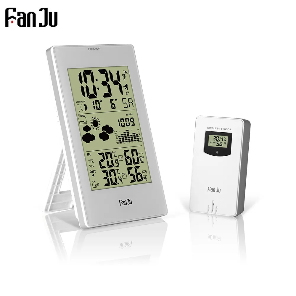 FanJu FJ3352 Digital Alarm Clock Weather Station Plastic Temperature Humidity Wireless Outdoor Sensor Thermometer Desktop Clock
FanJu FJ3352 Digital Alarm Clock Weather Station Plastic Temperature Humidity Wireless Outdoor Sensor Thermometer Desktop Clock