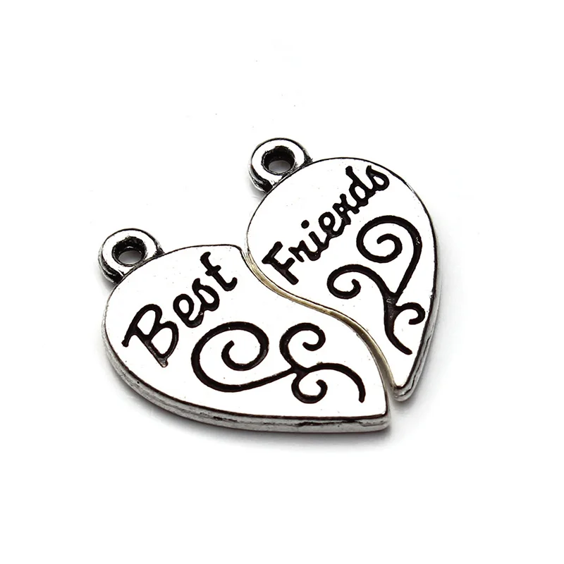 10pcs/lot Cheap Silver Color Metal Word Charms Breloque for 2 Pieces Broken Heart Best Friends Flower Pendant Necklace F2965
10pcs/lot Cheap Silver Color Metal Word Charms Breloque for 2 Pieces Broken Heart Best Friends Flower Pendant Necklace F2965