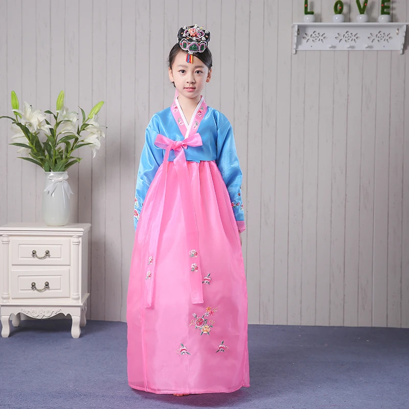 Новый дизайн корейский танцевальный костюм Hanbok для девочек этнических