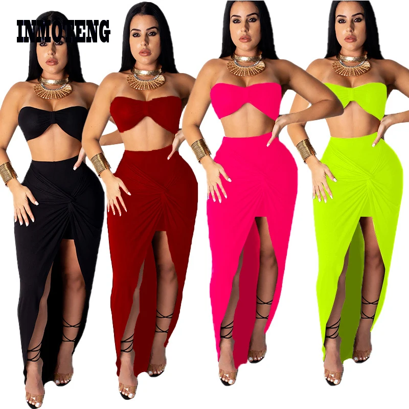 INMOTENG Women Beach Two Piece Set Midi Skirt Strapless Crop Top High Side Split Tie Up Maxi Skirts Suit Plus Size XXL Tracksuit
INMOTENG Women Beach Two Piece Set Midi Skirt Strapless Crop Top High Side Split Tie Up Maxi Skirts Suit Plus Size XXL Tracksuit
