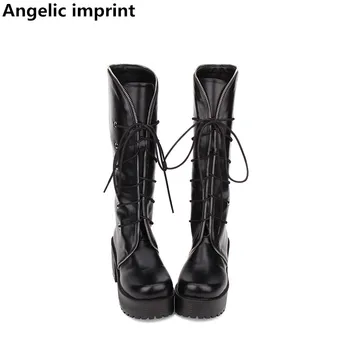 Angelic imprint mori girl Women punk motorcycle boots lady lolita Gothic Boots woman high heels pumps platform shoes 35-40 8cm 
Angelic imprint mori girl Women punk motorcycle boots lady lolita Gothic Boots woman high heels pumps platform shoes 35-40 8cm