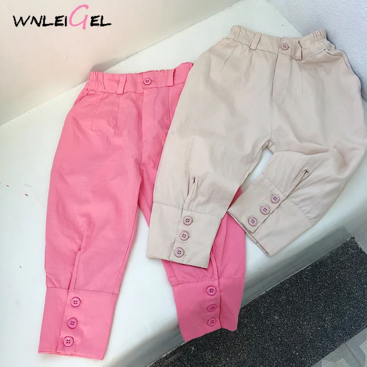 WLG 2019 spring boys girls casual pants kids solid buttons beige pink trousers baby all match pant children 1-6 years
WLG 2019 spring boys girls casual pants kids solid buttons beige pink trousers baby all match pant children 1-6 years