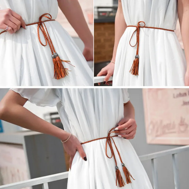 130cm Women Ladies Braided Belt Leather Luxury Thin Waist Tassles Rope Belts Waistband Cummerbund for Dress Shorts Jeans Skirt
130cm Women Ladies Braided Belt Leather Luxury Thin Waist Tassles Rope Belts Waistband Cummerbund for Dress Shorts Jeans Skirt