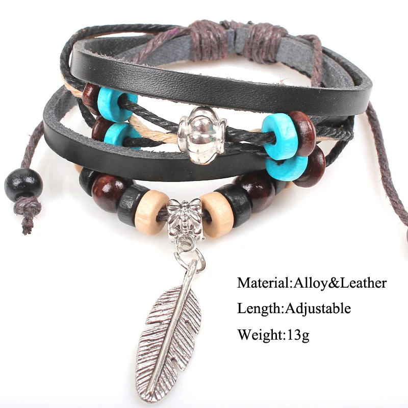 NIUYITID Turkish Eye Bracelets For Men Women Leather Owl Bracelet Male Charm Jewelry Female Braclet Adjustable (17)