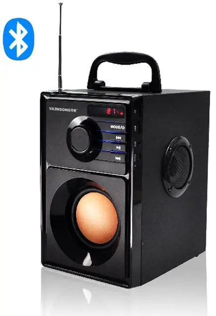 VAENSONG Stereo Wooden Subwoofer Bluetooth Speaker FM Radio Portable Speakers Mp3 Play Super Bass Loudspeaker computer Column 7