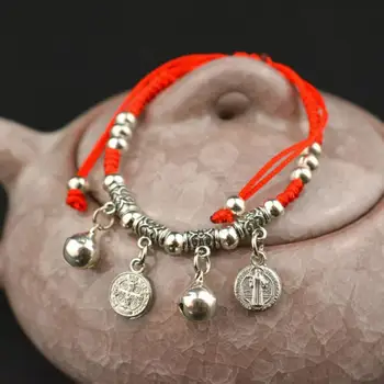 Girls Hand Circlet Women Fashion Thin Red Thread String Rope Charm Bracelets Angel Wing Elephant Bangles Anklet