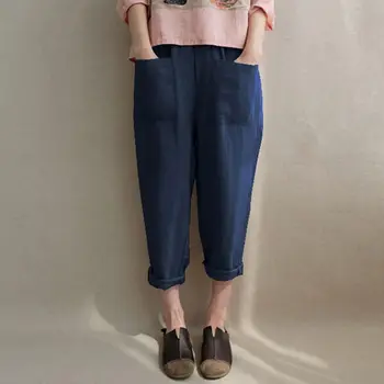 Woman Elastic High Waist Trousers Casual Cotton And Linen Pants Female Pocket Loose Pants
Woman Elastic High Waist Trousers Casual Cotton And Linen Pants Female Pocket Loose Pants