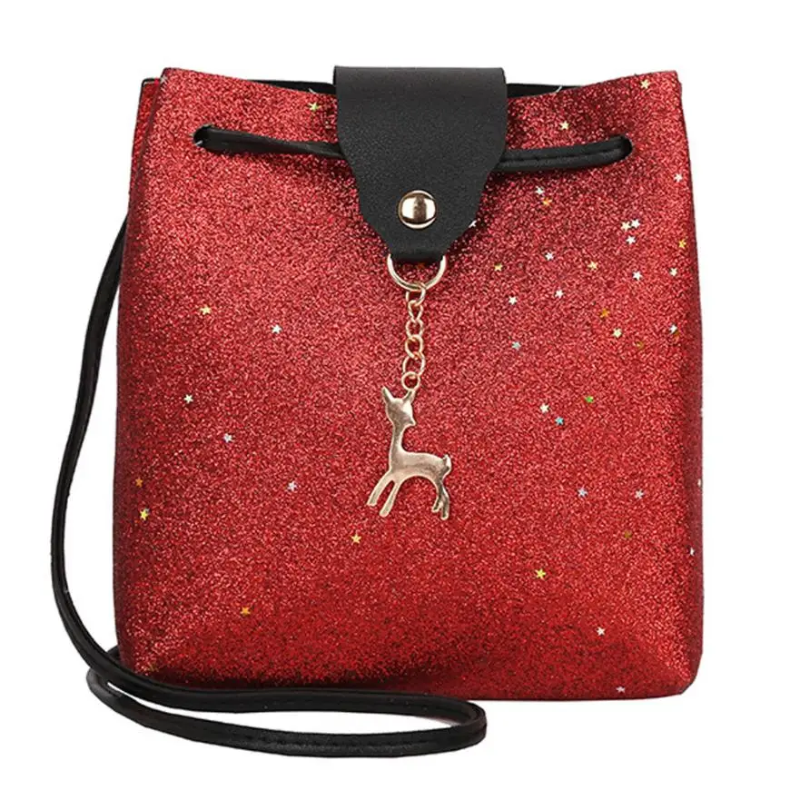 Womens Sequins Leather Crossbody Bag Small Deer Shoulder Bags Messenger Bag Wholesale Dropshipping #T