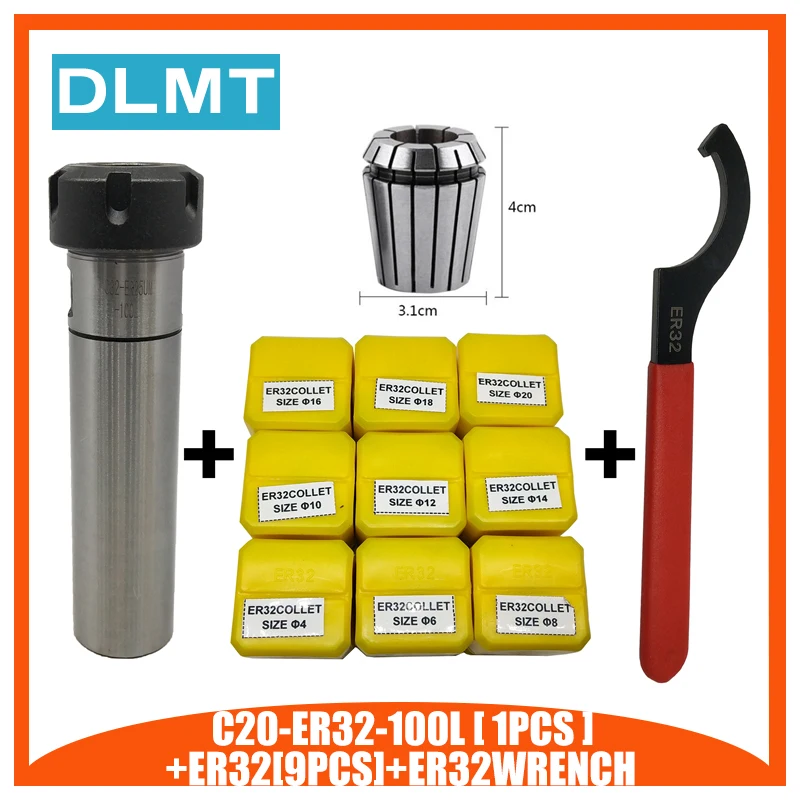 ER32 Spring Clamps 9PCS C20/C25/C32/ER32-100/150 1PCS ER32 Wrench 1PCS Collet Chuck Morse Holder Cone For CNC Milling Lathe tool
ER32 Spring Clamps 9PCS C20/C25/C32/ER32-100/150 1PCS ER32 Wrench 1PCS Collet Chuck Morse Holder Cone For CNC Milling Lathe tool