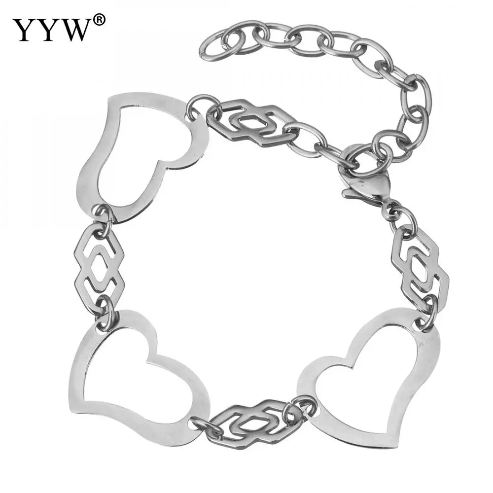Stainless Steel Jewelry Bracelet with 2lnch extender chain for woman original color Approx 5.5 Inch Sold By Lot | Украшения и