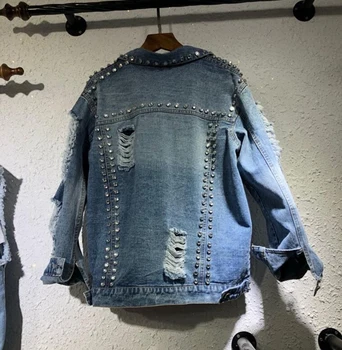 2019 Spring and Autumn Students HeavyBead Diamond Personality Holes Water Wash Jean Jacket Female Casual Denim Coat Outwear
2019 Spring and Autumn Students HeavyBead Diamond Personality Holes Water Wash Jean Jacket Female Casual Denim Coat Outwear