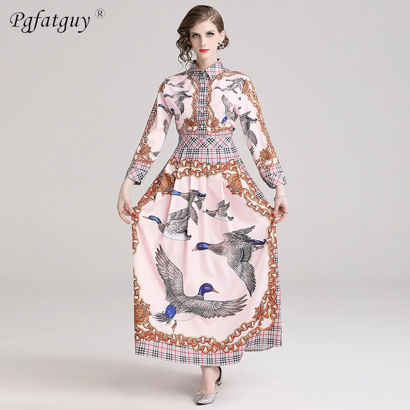 Runway Designer Bird Plaid Printing Floor-Length Maxi Dress 2019 New Summer Women Shirt Collar Long Sleeve Swing Pleated Dress
Runway Designer Bird Plaid Printing Floor-Length Maxi Dress 2019 New Summer Women Shirt Collar Long Sleeve Swing Pleated Dress