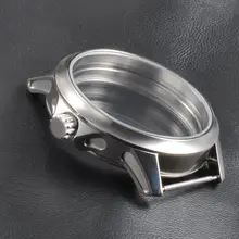 45mm Corgeut horloge Steriele horloge Case Fit ETA 6497/6498 Wit bezel Hand Kronkelende Beweging(China)