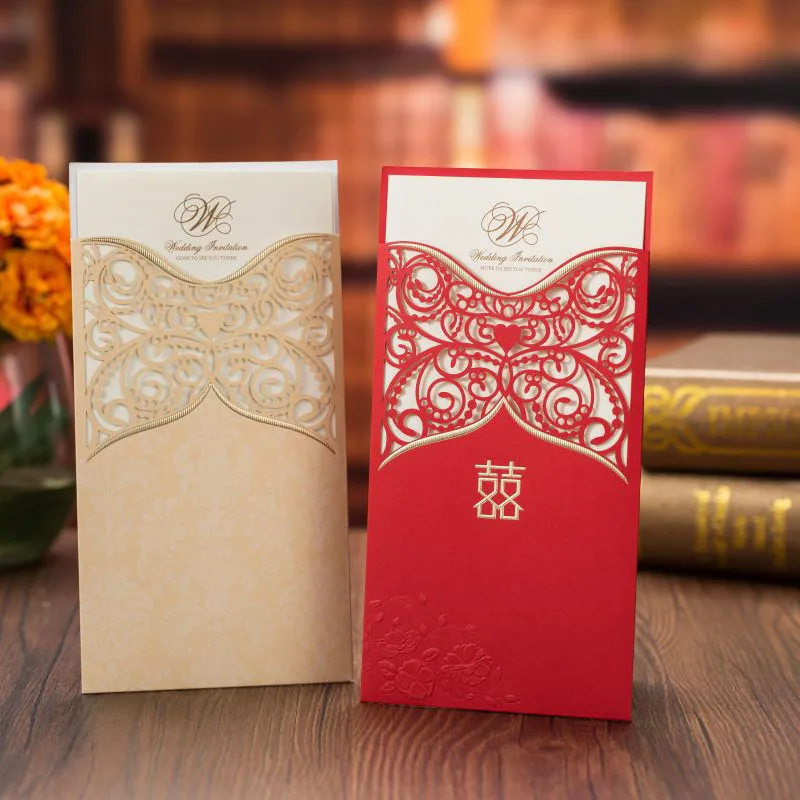 1pcs Red Gold Laser Cut Wedding Invitations Card Elegant Flower Greeting Card Customize With Envelopes Wedding Party Decoration
1pcs Red Gold Laser Cut Wedding Invitations Card Elegant Flower Greeting Card Customize With Envelopes Wedding Party Decoration