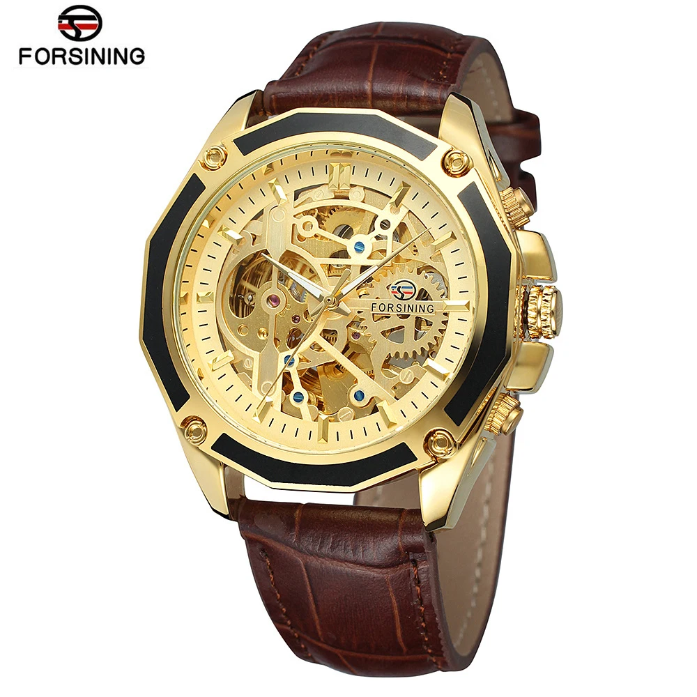 New Fashion Wrist Watches Automatic Self Winding Men Skeleton Watches Leather Strap Wristwatches Gold Face Mens Mechanical Watch
New Fashion Wrist Watches Automatic Self Winding Men Skeleton Watches Leather Strap Wristwatches Gold Face Mens Mechanical Watch