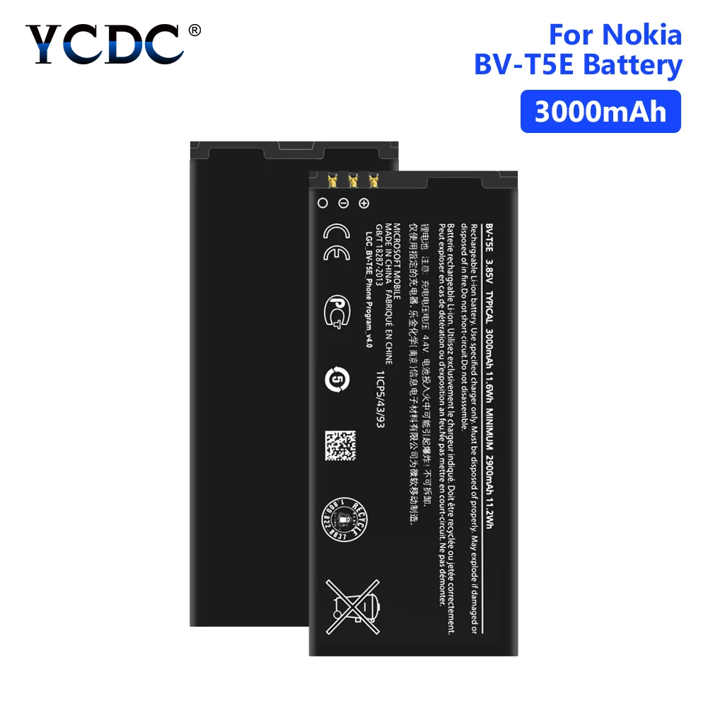 3.85V 3000mAh BV-T5E Li-ion Lithium Battery BVT5E/BV T5E Cellpone Battery For Nokia Microsoft Lumia 950 RM-1106 RM-1104 RM-110
3.85V 3000mAh BV-T5E Li-ion Lithium Battery BVT5E/BV T5E Cellpone Battery For Nokia Microsoft Lumia 950 RM-1106 RM-1104 RM-110