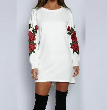 2019 Long Sleeve Sweatshirt Women Floral Embroidery Pullover Tops Casual Loose Hoodie Black White Cotton Long Shirt
2019 Long Sleeve Sweatshirt Women Floral Embroidery Pullover Tops Casual Loose Hoodie Black White Cotton Long Shirt