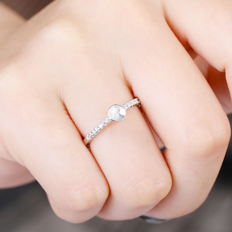 925 Sterling Silver Engagement Wedding Ring for Women Crystal 6-8mm Pearl or Round Bead Semi Mount Ring DIY Stone Setting
925 Sterling Silver Engagement Wedding Ring for Women Crystal 6-8mm Pearl or Round Bead Semi Mount Ring DIY Stone Setting