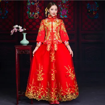 Classic Flower Embroidery Red Full Length Qipao Elegant Bride Wedding Suit 2PCS Clothing&Skirt Cheongsam Vintage Toast Clothing
Classic Flower Embroidery Red Full Length Qipao Elegant Bride Wedding Suit 2PCS Clothing&Skirt Cheongsam Vintage Toast Clothing