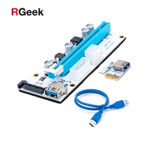 New White 008 PCI-E Riser De Express 1X 4x 8x 16x Riser De Extensor PCI e USB 008 s Adaptador de Cartão SATA 15pin para BTC Mineiro Mineração(China)