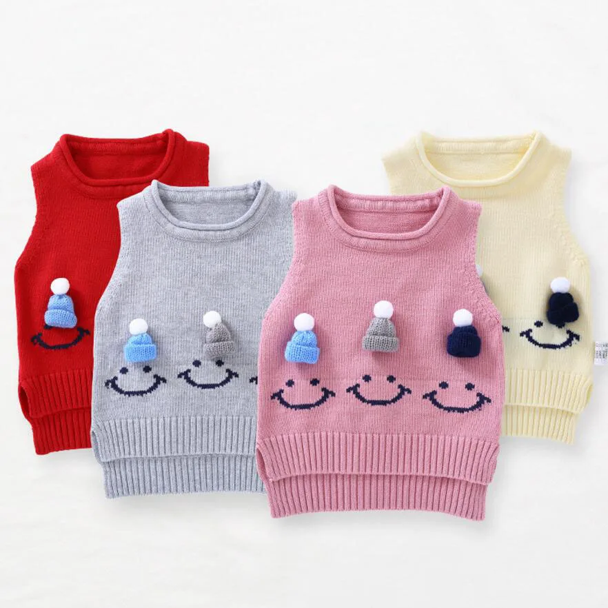 Cute Baby Sweater Waistcoat Baby Girl Vest Smile Hat Baby Boy Outfit O-Neck Knitted Clothes 4Colors for 1-3T
Cute Baby Sweater Waistcoat Baby Girl Vest Smile Hat Baby Boy Outfit O-Neck Knitted Clothes 4Colors for 1-3T