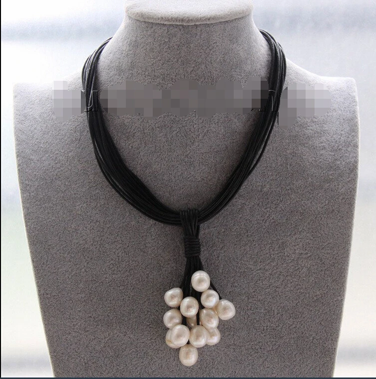 Choker 16" 15row 14mm white pearls Black leather Pendant necklace j9549Noble style Natural Fine jewe FREE SHIPPING
Choker 16" 15row 14mm white pearls Black leather Pendant necklace j9549Noble style Natural Fine jewe FREE SHIPPING