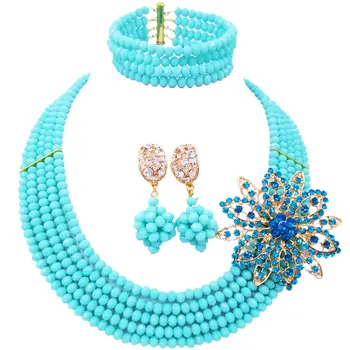 Light Aqua Blue African Beads Jewelry Set 5 Layers Nigerian Bead Necklace Sets 2018 Free Shipping 5C-DS020
Light Aqua Blue African Beads Jewelry Set 5 Layers Nigerian Bead Necklace Sets 2018 Free Shipping 5C-DS020