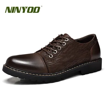 NINYOO Fashion Flat Autumn Men Dress Shoes Genuine Leather Wearproof Rubber Casual Working Shoes For Man Formal Wedding Footwear
NINYOO Fashion Flat Autumn Men Dress Shoes Genuine Leather Wearproof Rubber Casual Working Shoes For Man Formal Wedding Footwear