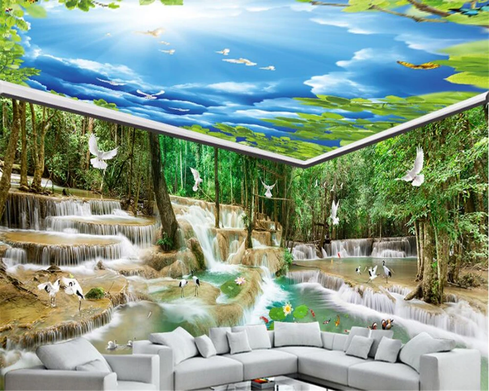 beibehang Environmental Personality papel de parede Wallpaper Waterfall Water Forest Crane Dove House Background Wall Painting
beibehang Environmental Personality papel de parede Wallpaper Waterfall Water Forest Crane Dove House Background Wall Painting