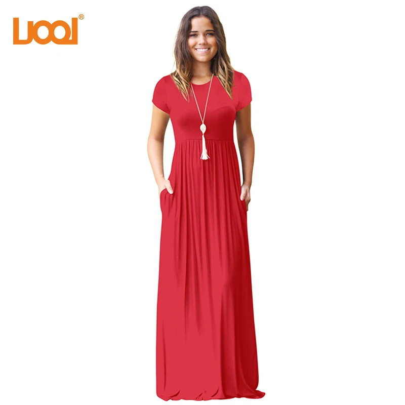 Vestido платье макси для Для женщин короткий рукав пол Длина Длинные платья с