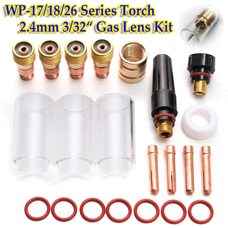 22Pcs TIG Welding Stubby Gas Lens Kit for WP-17/18/26 Series Torches 2.4mm 3/32" Welding Torches Parts Stubby Collet Holder Set
22Pcs TIG Welding Stubby Gas Lens Kit for WP-17/18/26 Series Torches 2.4mm 3/32" Welding Torches Parts Stubby Collet Holder Set