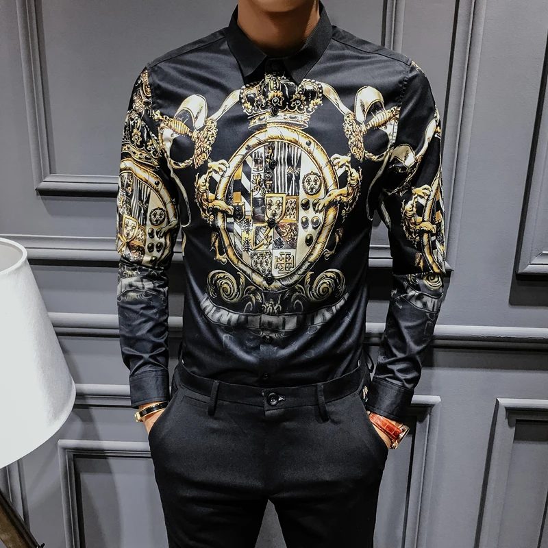 Black Gold Print Shirt 2017 New Baroque Slim Fit Party Club Shirt Men Camisa Homem Male Long Sleeve Shirt Oversize 4XL Hip Hop
Black Gold Print Shirt 2017 New Baroque Slim Fit Party Club Shirt Men Camisa Homem Male Long Sleeve Shirt Oversize 4XL Hip Hop