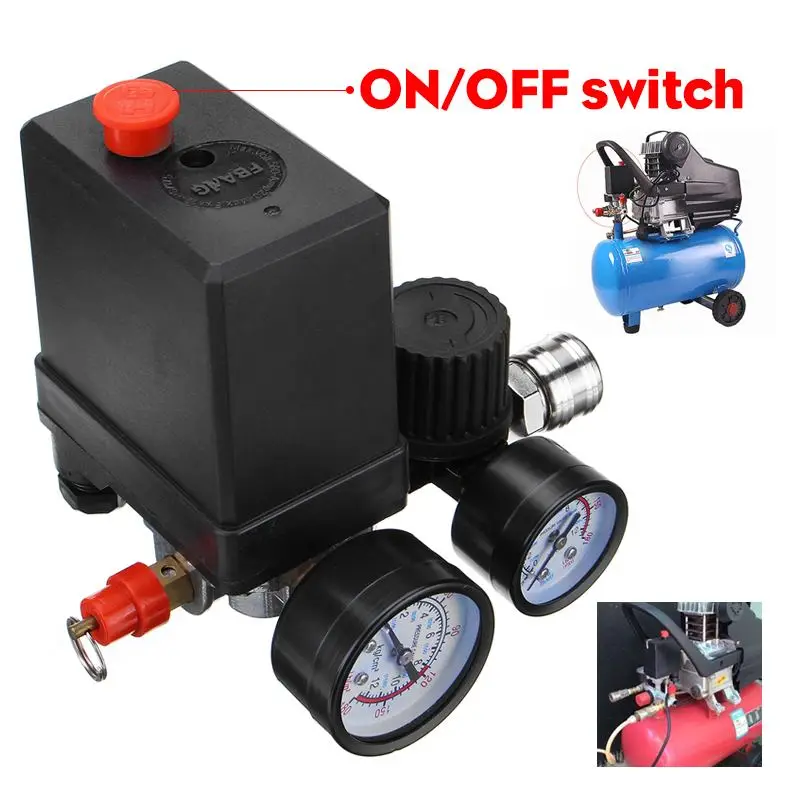 Efficient 240V/380V Regulator Duty Air Compressor Pump Pressure Control Switch Air Pump Control Valve 7.25-125 PSI with Gauge
Efficient 240V/380V Regulator Duty Air Compressor Pump Pressure Control Switch Air Pump Control Valve 7.25-125 PSI with Gauge