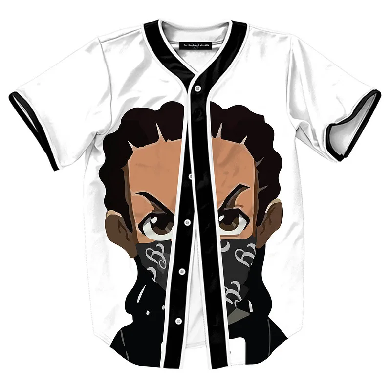 2018 Boondocks Riley Men Breathable Button Down 3D Print Anime T-shirt Unisex Short Comfortable Suit Homme Teen Cool Top Summer
2018 Boondocks Riley Men Breathable Button Down 3D Print Anime T-shirt Unisex Short Comfortable Suit Homme Teen Cool Top Summer