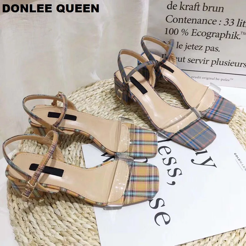 2019 Summer Ankle Strap Heel Sandals Shoes Women Open Toe Chunky Mid Heel Party Dress Shoes Fashion Brand Plaid sandalias mujer
2019 Summer Ankle Strap Heel Sandals Shoes Women Open Toe Chunky Mid Heel Party Dress Shoes Fashion Brand Plaid sandalias mujer