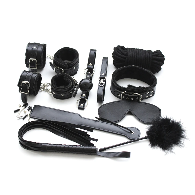 10pc/set Handcuffs Whip Collar mouth gag Nipple Clamp Adult Toy Game for couples Bondage Restraint Wedding Bachelor Party DIY
10pc/set Handcuffs Whip Collar mouth gag Nipple Clamp Adult Toy Game for couples Bondage Restraint Wedding Bachelor Party DIY