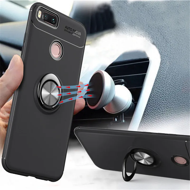 

For Xiaomi Mi5x 6x 8SE Mix2s Max2 Redmi 4A 4X Note 4X 5A S2 Magnetic Car Holder 360 Rotating Metal Finger Ring Phone Case Cover