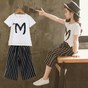2020 Baby Girls Clothes Set Summer Kids Outfits White T-shirts Tops Tees + Striped Pants Children Girls Clothing Sets 10 12 Year
2020 Baby Girls Clothes Set Summer Kids Outfits White T-shirts Tops Tees + Striped Pants Children Girls Clothing Sets 10 12 Year