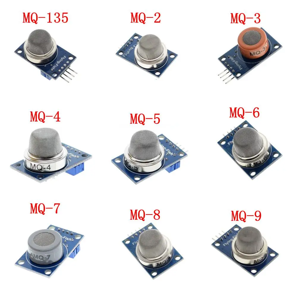 MQ-2 MQ-3 MQ-4 MQ-5 MQ-6 MQ-7 MQ-8 MQ-9 MQ-135 Detection Smoke methane liquefied Gas Sensor Module for Arduino Starter DIY Kit
MQ-2 MQ-3 MQ-4 MQ-5 MQ-6 MQ-7 MQ-8 MQ-9 MQ-135 Detection Smoke methane liquefied Gas Sensor Module for Arduino Starter DIY Kit